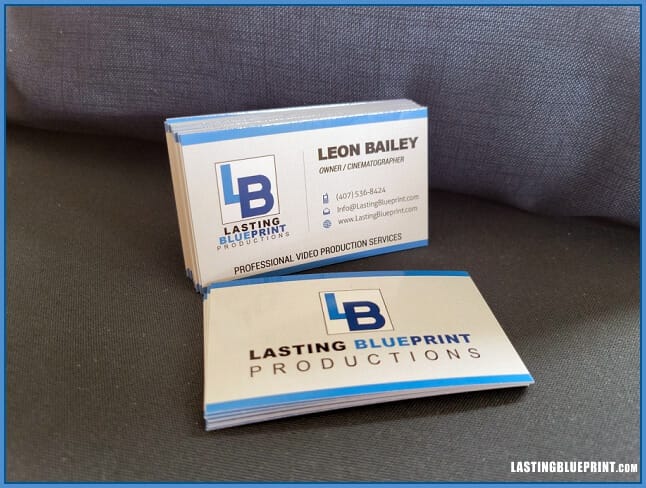 Lasting Blueprint Productions business cards.